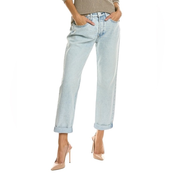 RAG & BONE RISA MID RISE BOYFRIEND JEANS Button Fly Mid-Rise Raw Cuff He… - Picture 1 of 16